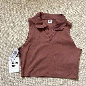 Aritzia Sunday Best Women's Cropped Sleeveless Polo Top
